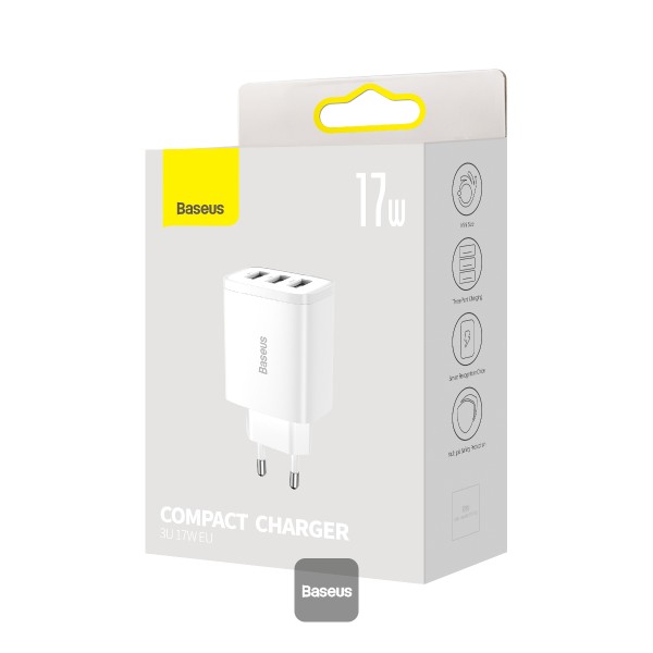 BASEUS COMPACT CHARGER 3x USB COU020102 17W