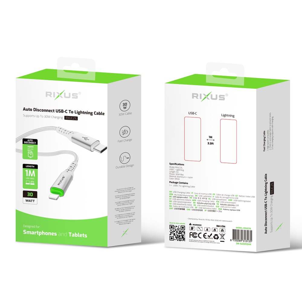 CABO RIXUS RXUC21L USB-C TO LIGHTNING 1M 30W